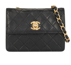 Micro Mini Classic Flap, Leather, Black, 1518865,